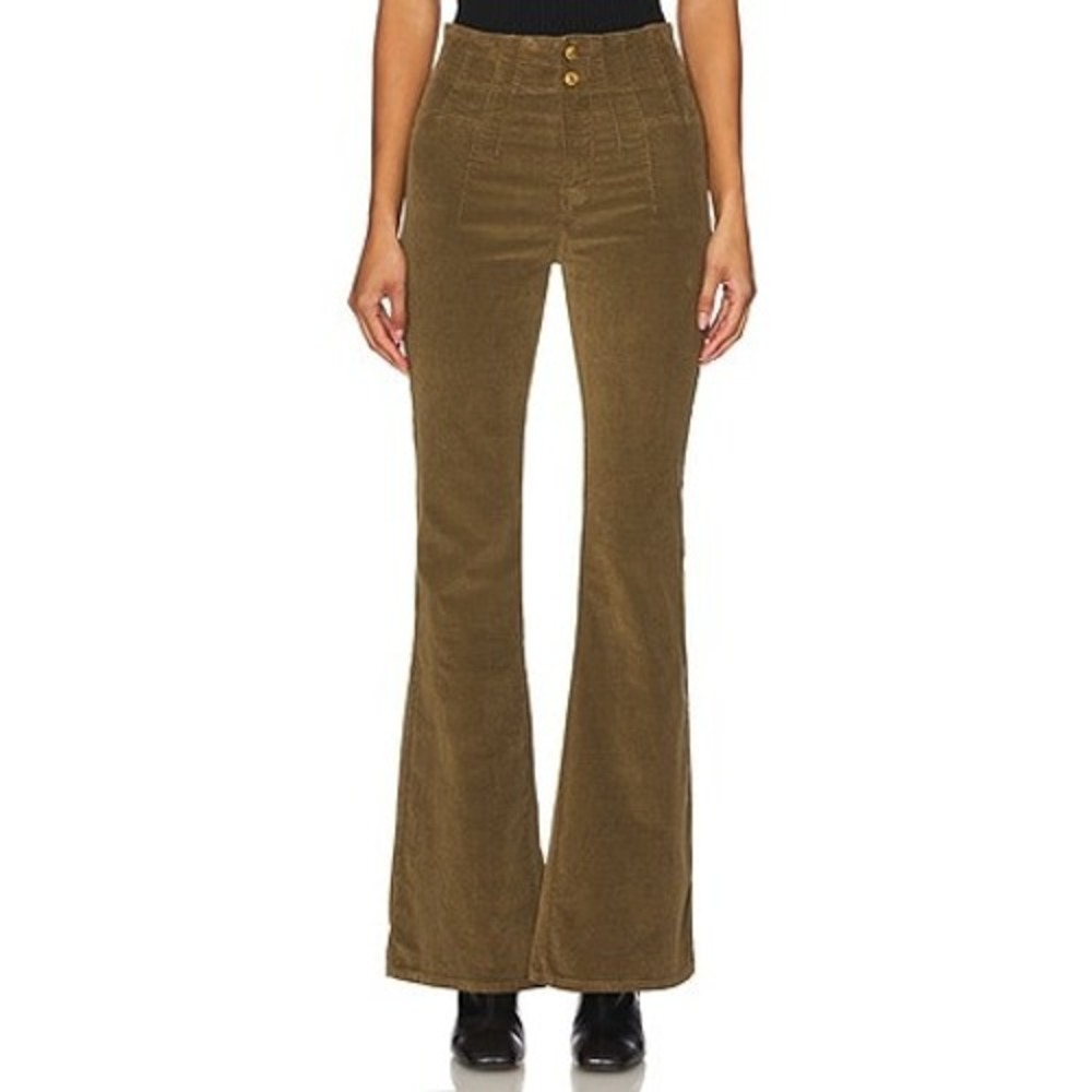 Free People We The Free Jayde Cord Flare Pants Fir Green Size 30 High Rise Boho